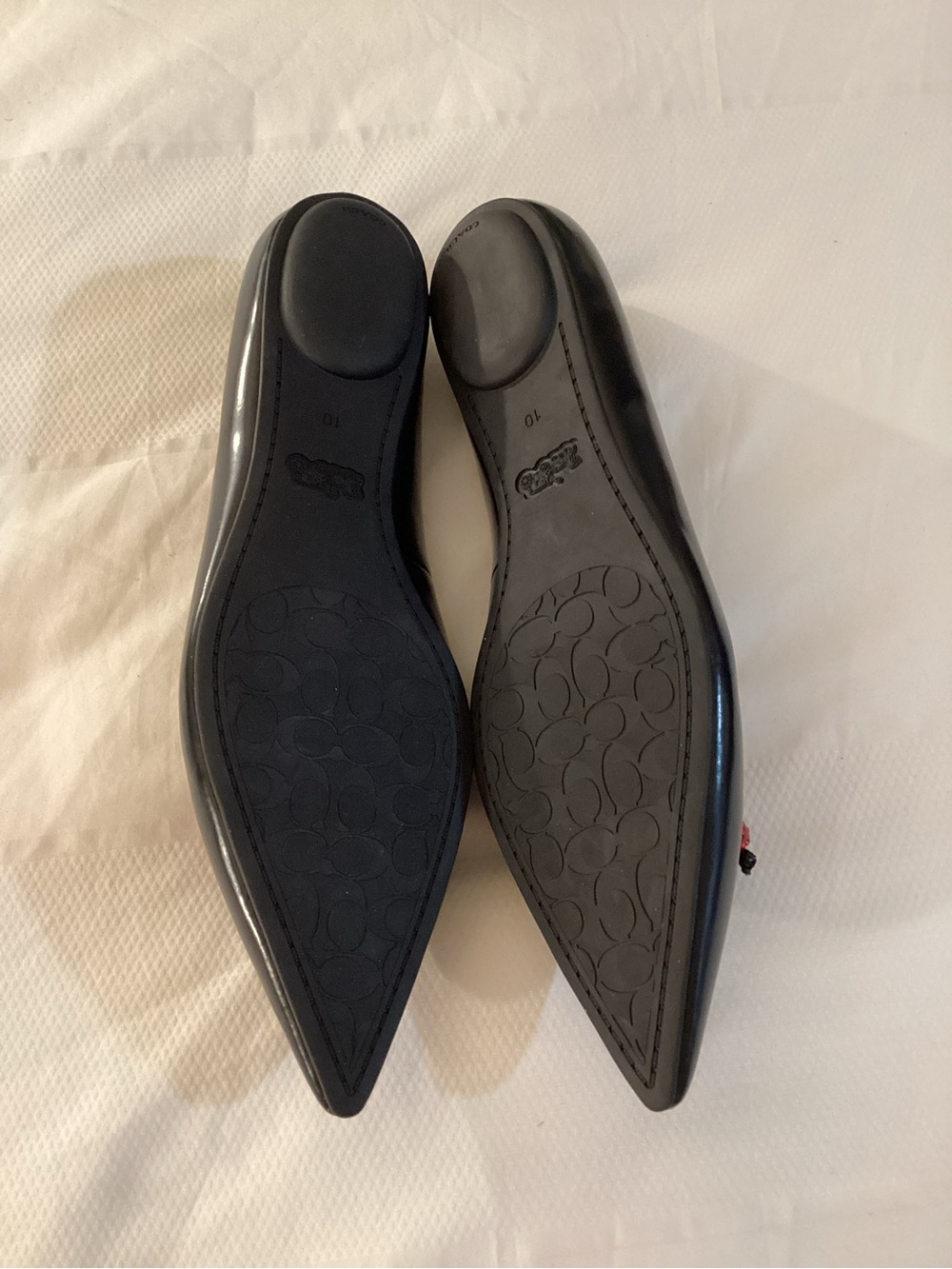 COACH Runway Cherry Flat Shoes - Black Leather - Pointed Toe - Picture 8 of 14